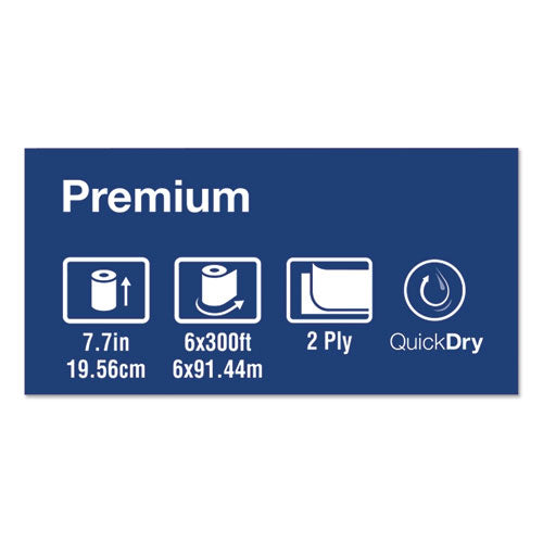 Image of Tork® Premium Extra Soft Matic Hand Towel Roll, 2-Ply, 7.7" x 300 ft, White, 6/Carton