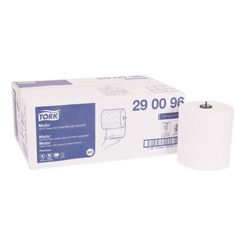 Image of Tork® Premium Soft Matic Hand Towel Roll, 2-Ply, 7.7 x 575 ft, White, 704/Roll, 6 Rolls/Carton