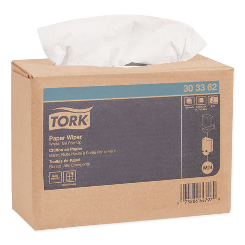 Image of Tork® Multipurpose Paper Wiper, 4-Ply, 9.75 x 16.75, White, 125/Box, 8 Boxes/Carton