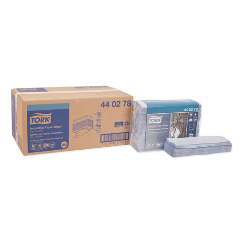 Image of Tork® Industrial Paper Wiper, 4-Ply, 12.8 x 16.4, Unscented, Blue, 90/Pack, 5 Packs/Carton