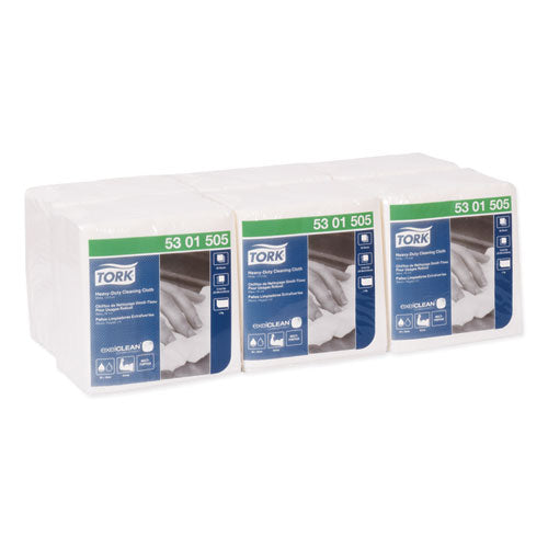 Image of Tork® Heavy-Duty Cleaning Cloth, 12.6 X 13, White, 50/pack, 6 Packs/carton