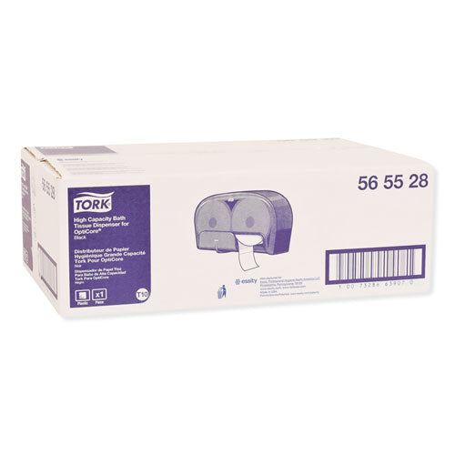 Image of Tork® High Capacity Bath Tissue Roll Dispenser for OptiCore, 16.62 x 5.25 x 9.93, Black
