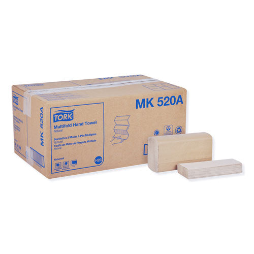 Image of Tork® Multifold Hand Towel, 1-Ply, 9.13 x 9.5, Natural, 250/Pack, 16 Packs/Carton