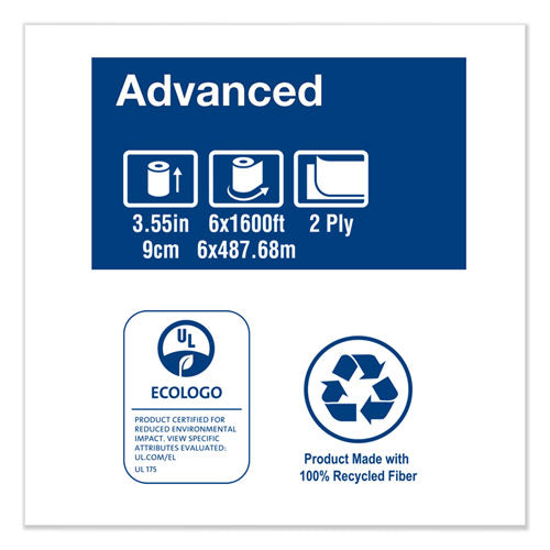 Image of Tork® Advanced Jumbo Bath Tissue, Septic Safe, 2-Ply, White, 3.48" x 1,600 ft, 6 Rolls/Carton