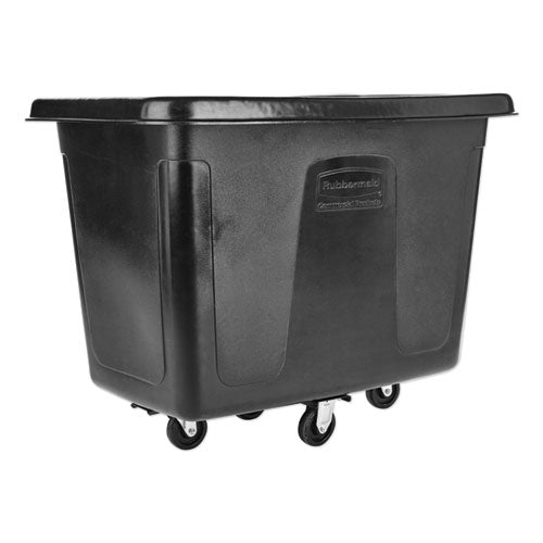 Image of Rubbermaid® Commercial Cube Truck, 12 cu ft, 400 lb Capacity, Medium-Density Polyethylene/Metal Frame, Black