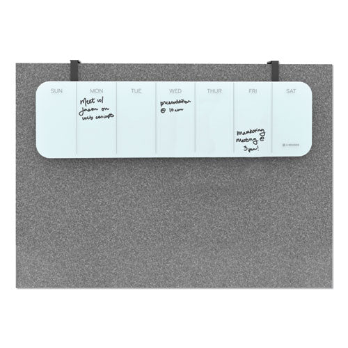 Image of U Brands Cubicle Glass Dry Erase Board, Monthly Planning/Scheduling Calendar, 20" x 5.5", White Surface