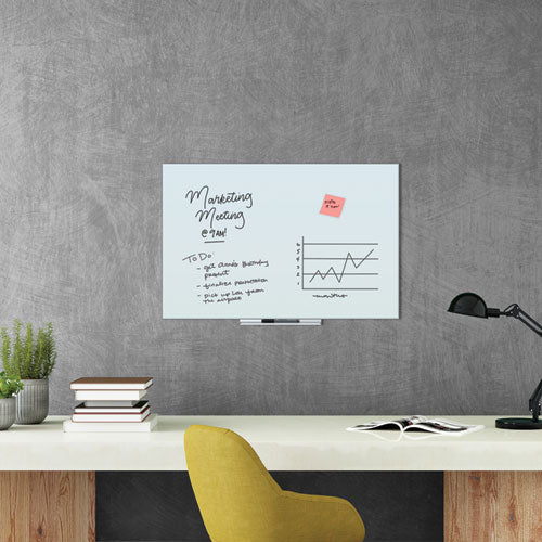 Image of U Brands Floating Glass Dry Erase Board, 36" x 24" (Actual Size: 35" x 23"), White Surface