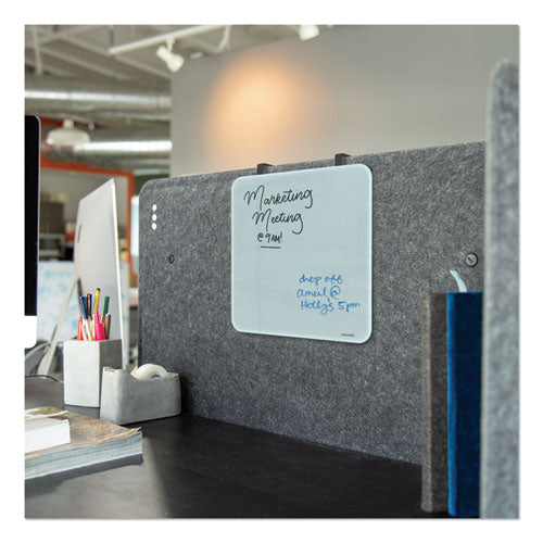 Image of U Brands Cubicle Glass Dry Erase Board, 12" x 12", White Surface