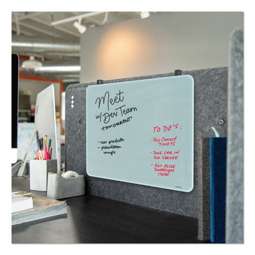 Image of U Brands Cubicle Glass Dry Erase Board, 20" x 16", White Surface