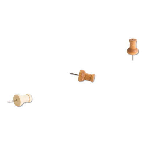 Image of U Brands Fashion Push Pins, Wood, Assorted, 0.38", 100/Pack