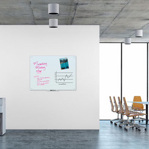 Image of U Brands Magnetic Glass Dry Erase Board Value Pack, 48" x 36" (Actual Size: 47" x 35"), Frosted White Surface
