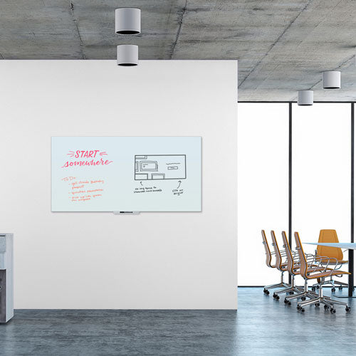 Image of U Brands Floating Glass Dry Erase Board, 72" x 36" (Actual Size: 70" x 35"), White Surface