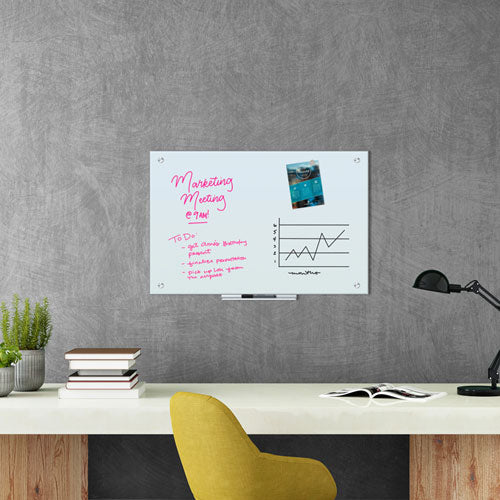 Image of U Brands Magnetic Glass Dry Erase Board Value Pack, 36" x 24" (Actual Size: 35" x 23"), Frosted White Surface