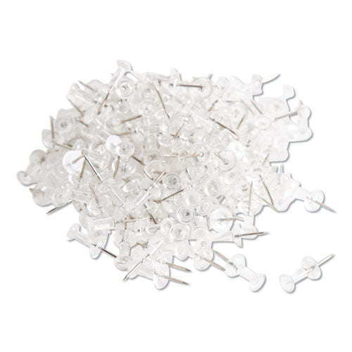 Image of U Brands Standard Push Pins, Plastic, Clear, Clear Head/Silver Pin, 0.44", 200/Pack