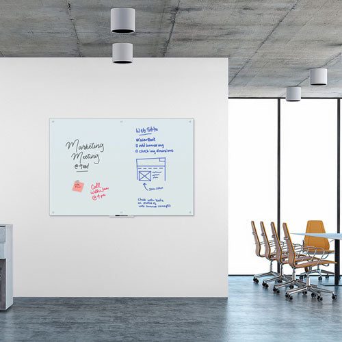 Image of U Brands Magnetic Glass Dry Erase Board Value Pack, 72" x 48" (Actual Size: 70" x 47"), Frosted White Surface