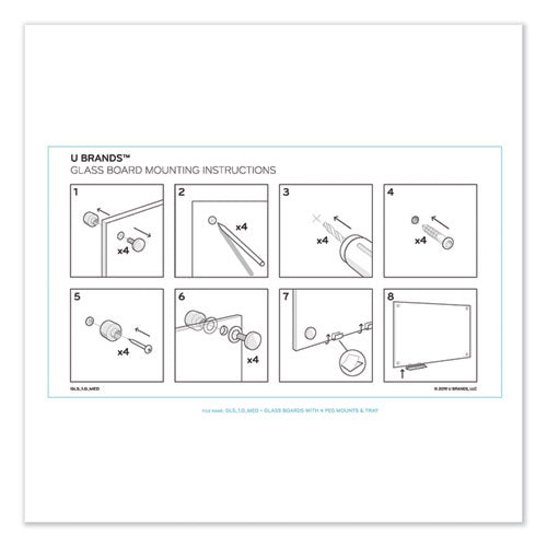 Image of U Brands Magnetic Glass Dry Erase Board Value Pack, 36" x 24" (Actual Size: 35" x 23"), Frosted White Surface