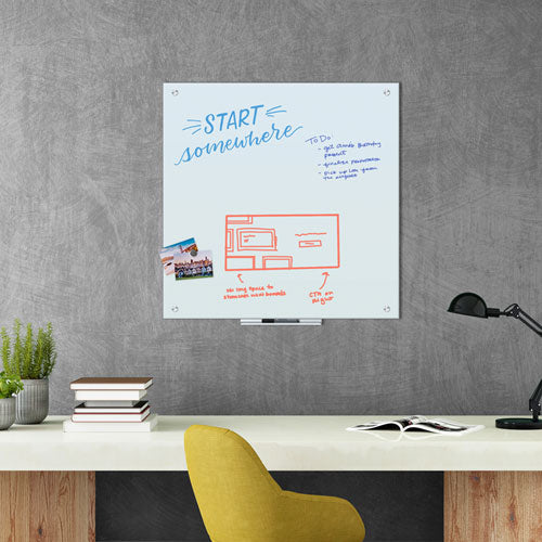 Image of U Brands Magnetic Glass Dry Erase Board Value Pack, 36" x 36" (Actual Size: 35" x 35"), Frosted White Surface