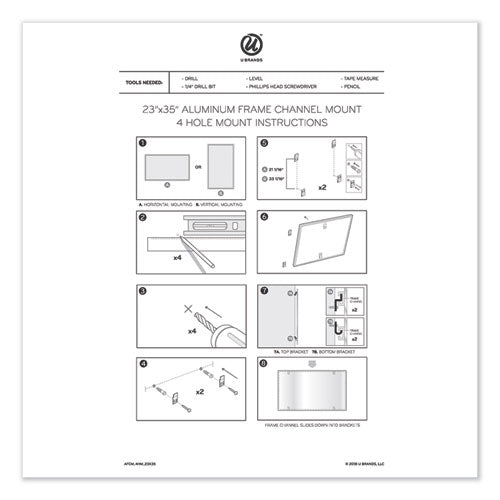 Image of U Brands PINIT Magnetic Dry Erase Calendar, Monthly Planning/Scheduling, 36 x 24 (Actual Size: 35 x 23), White Surface, Aluminum Frame