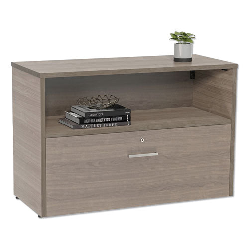 Image of Linea Italia® Urban Series Cabinet Credenza Pedestal with Lateral File, 35.25w x 15.25d x 23.75h, Natural Walnut