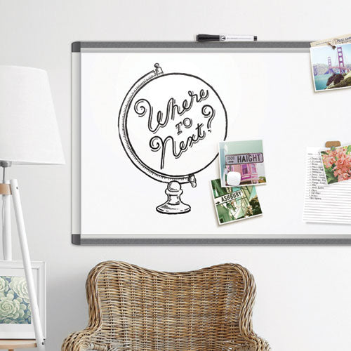 Image of U Brands PINIT Magnetic Dry Erase Board, 48" x 36" (Actual Size: 47" x 35"), White Surface, Satin Aluminum Frame