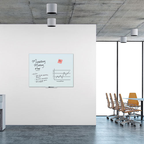 Image of U Brands Floating Glass Dry Erase Board, 48" x 36" (Actual Size: 47" x 35"), White Surface