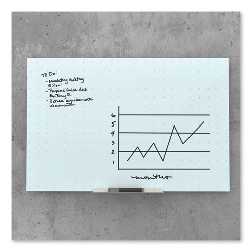 Image of U Brands Floating Glass Ghost Grid Dry Erase Board, 36" x 24" (Actual Size: 35" x 23"), White Surface