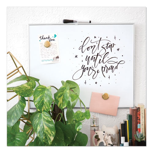 Image of U Brands Magnetic Dry Erase Board, 20" x 16", White Surface, Satin Aluminum Frame