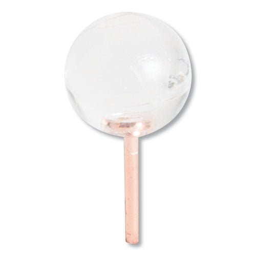 Image of U Brands Fashion Sphere Push Pins, Plastic, Clear/Rose Gold, 0.44", 100/Pack