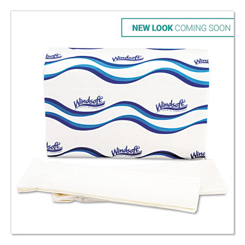 Image of Windsoft® Multifold Paper Towels, 1-Ply, White, 9.25 x 9.5, 250/Pack, 16 Packs/Carton