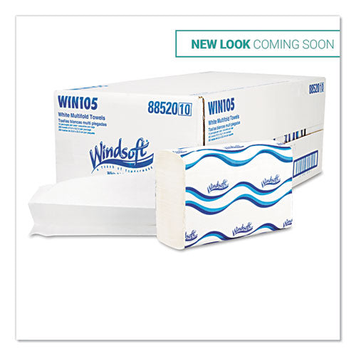 Image of Windsoft® Multifold Paper Towels, 1-Ply, White, 9.25 x 9.5, 250/Pack, 16 Packs/Carton