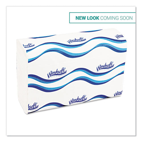 Image of Windsoft® Multifold Paper Towels, 1-Ply, White, 9.25 x 9.5, 250/Pack, 16 Packs/Carton