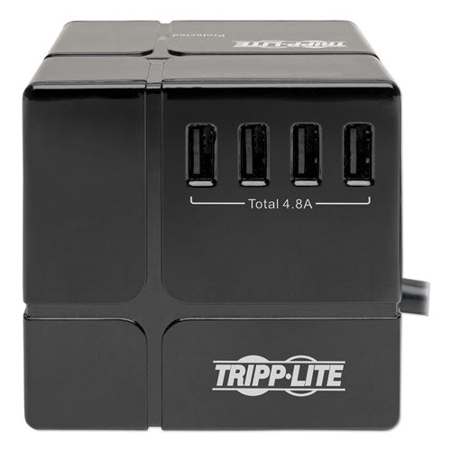 Image of Tripp Lite by Eaton Power Cube Surge Protector, 3 AC Outlets/6 USB-A Ports, 6 ft Cord, 540 J, Black
