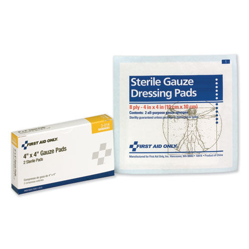 Image of First Aid Only Gauze Pads, Sterile, 4 X 4, 2/box