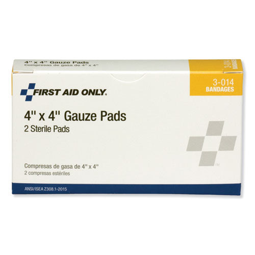 Image of First Aid Only Gauze Pads, Sterile, 4 X 4, 2/box