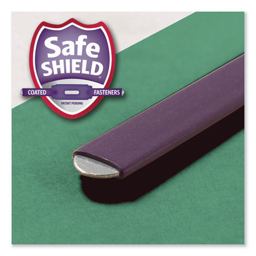 Image of Smead Four-Section Pressboard Top Tab Classification Folders, Four SafeSHIELD Fasteners, 1 Divider, Letter Size, Green, 10/Box