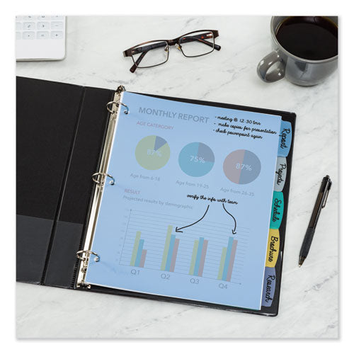 Image of Avery® Write and Erase Big Tab Durable Plastic Dividers, 3-Hole Punched, 5-Tab, 11 x 8.5, Assorted, 1 Set