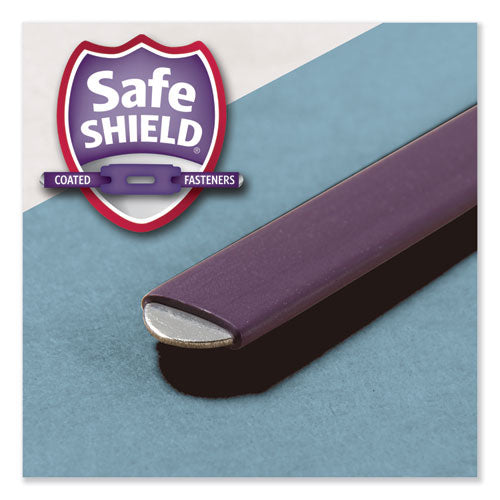 Image of Smead Four-Section Pressboard Top Tab Classification Folders, Four SafeSHIELD Fasteners, 1 Divider, Letter Size, Blue, 10/Box