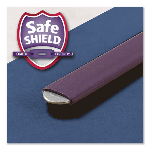 Image of Smead Six-Section Pressboard Top Tab Classification Folders, Six SafeSHIELD Fasteners, 2 Dividers, Letter Size, Dark Blue, 10/Box