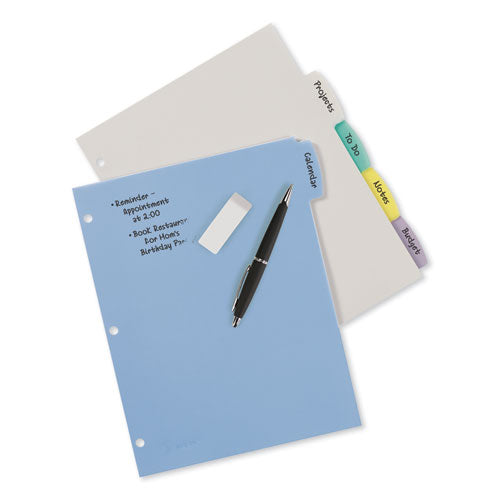 Image of Avery® Write and Erase Big Tab Durable Plastic Dividers, 3-Hole Punched, 5-Tab, 11 x 8.5, Assorted, 1 Set