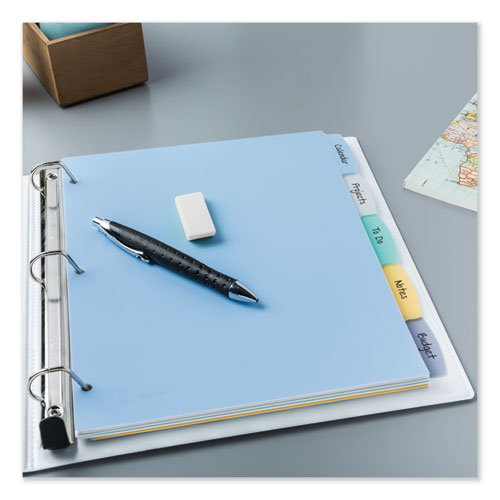Image of Avery® Write and Erase Big Tab Durable Plastic Dividers, 3-Hole Punched, 5-Tab, 11 x 8.5, Assorted, 1 Set