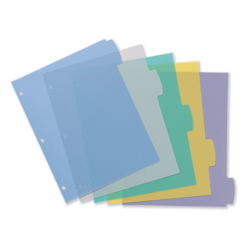 Image of Avery® Write and Erase Big Tab Durable Plastic Dividers, 3-Hole Punched, 5-Tab, 11 x 8.5, Assorted, 1 Set