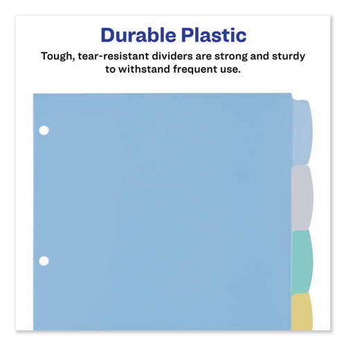 Image of Avery® Write and Erase Big Tab Durable Plastic Dividers, 3-Hole Punched, 5-Tab, 11 x 8.5, Assorted, 1 Set