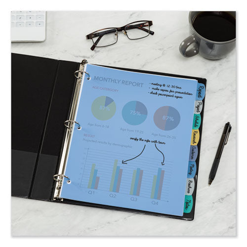 Image of Avery® Write and Erase Big Tab Durable Plastic Dividers, 3-Hole Punched, 8-Tab, 11 x 8.5, Assorted, 1 Set
