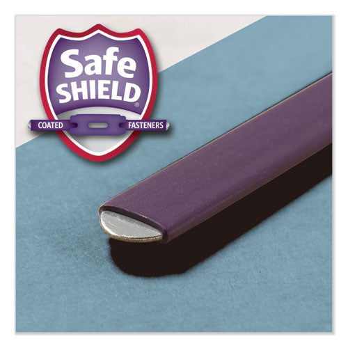 Image of Smead Six-Section Pressboard Top Tab Classification Folders, Six SafeSHIELD Fasteners, 2 Dividers, Letter Size, Blue, 10/Box