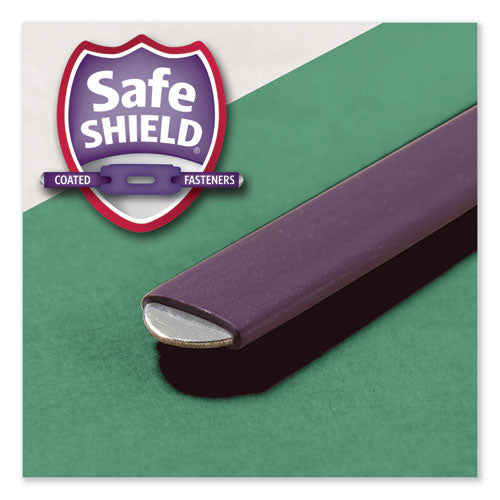 Image of Smead Six-Section Pressboard Top Tab Classification Folders, Six SafeSHIELD Fasteners, 2 Dividers, Letter Size, Green, 10/Box