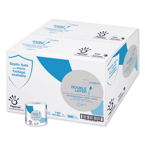Image of Papernet® Double Layer Toilet Tissue, Septic Safe, 1-Ply, White, Pure Cellulose, 500 Sheets/Roll, 96 Rolls/Carton
