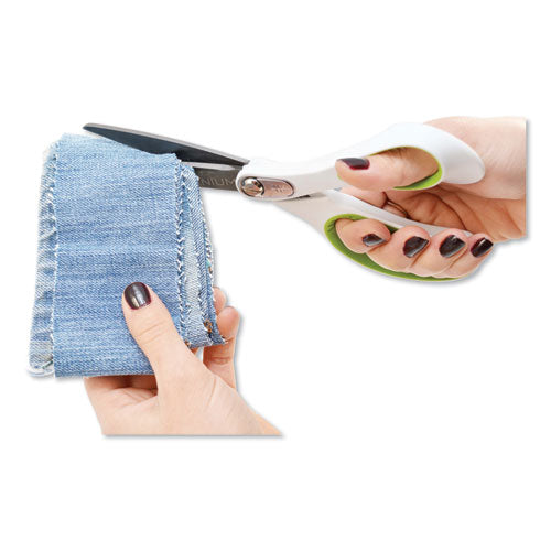 Image of Westcott® CarboTitanium Bonded Scissors, 8" Long, 3.25" Cut Length, Straight White/Green Handle