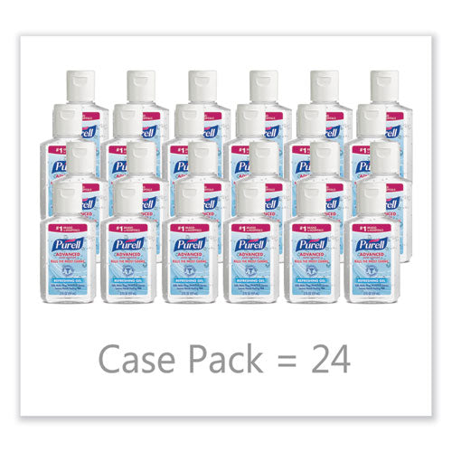 Image of PURELL® Advanced Hand Sanitizer Refreshing Gel, 2 oz, Flip-Cap Bottle, Clean Scent, 24/Carton