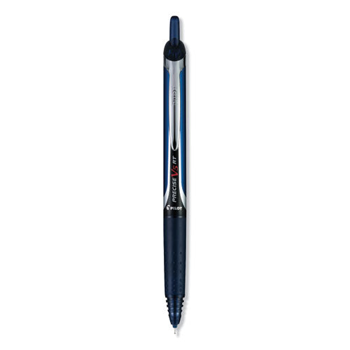 Image of Pilot® Precise V5RT Rollerball Pen, Retractable, Extra-Fine 0.5 mm, Navy Ink, Navy Barrel, Dozen