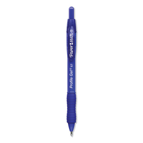Image of Paper Mate® Profile Gel Pen, Retractable, Medium 0.7 Mm, Blue Ink, Translucent Blue Barrel, 36/pack